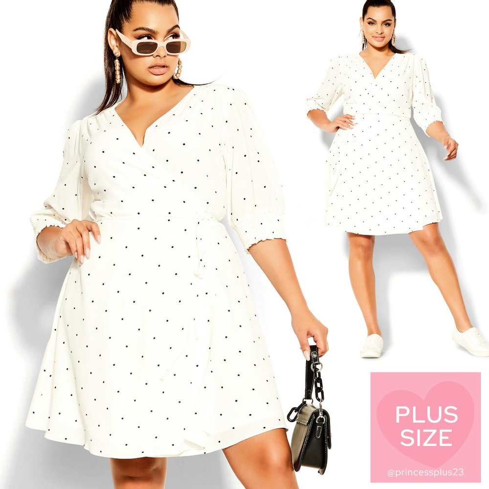 City Chic | *PLUS SIZE* | Crush Spot Dress - Ivory